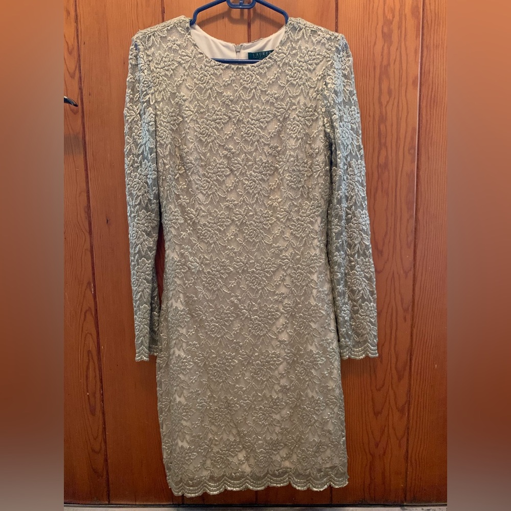 LAUREN Ralph Lauren® Metallic Lace Cocktail Dress (US size 6)